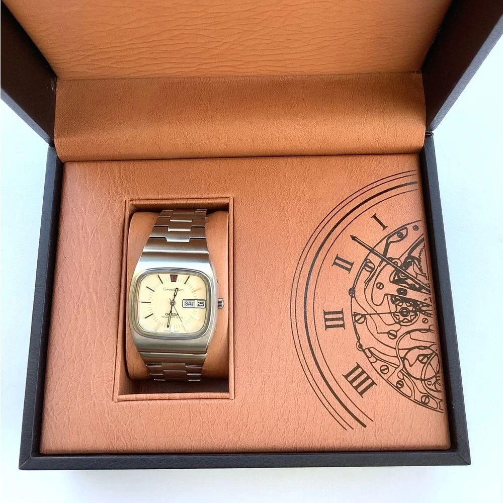 Omega Men's Silver Stainless Steel Constellation Watch with Cream Dial